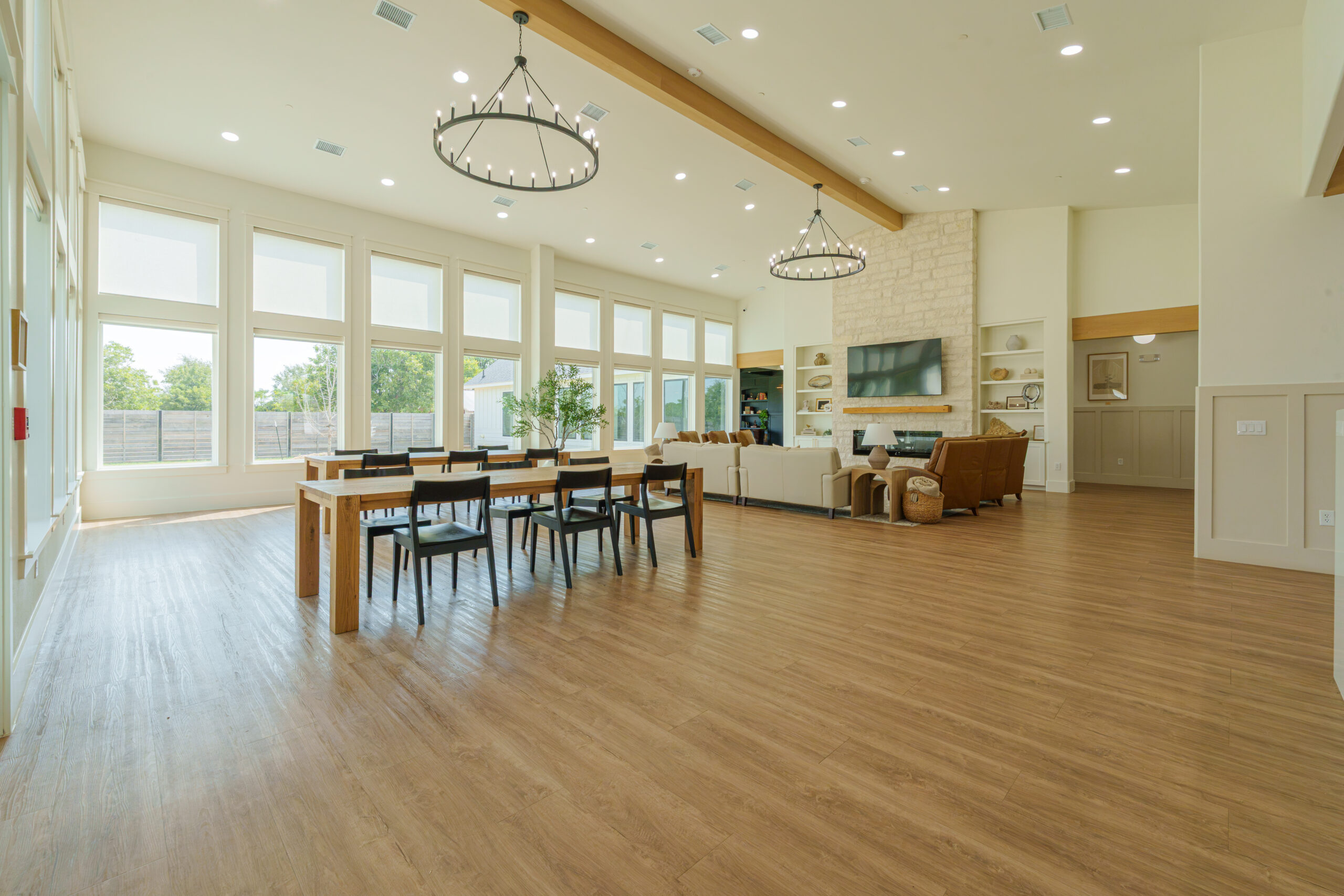 Living & Dining Room with library